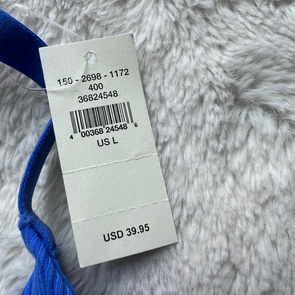 OFFLINE by Aerie Ribbed Medium Support Sports Bra Blue Striped Band Size Large